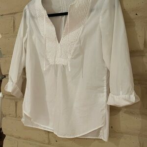 Vince White Blouse with Pintuck Detail